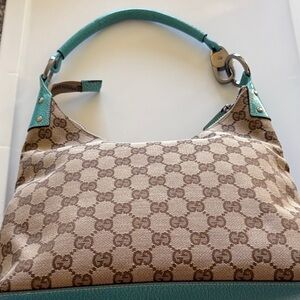 Gucci Beige and Brown Monogram Shoulder Bag